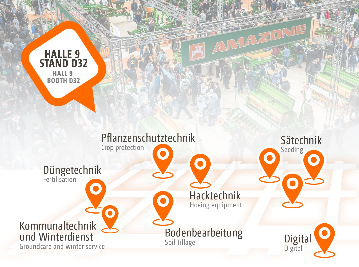 Trade fair plan (© AMAZONE: Messestand-2025-Karte.jpg) Trade fair plan