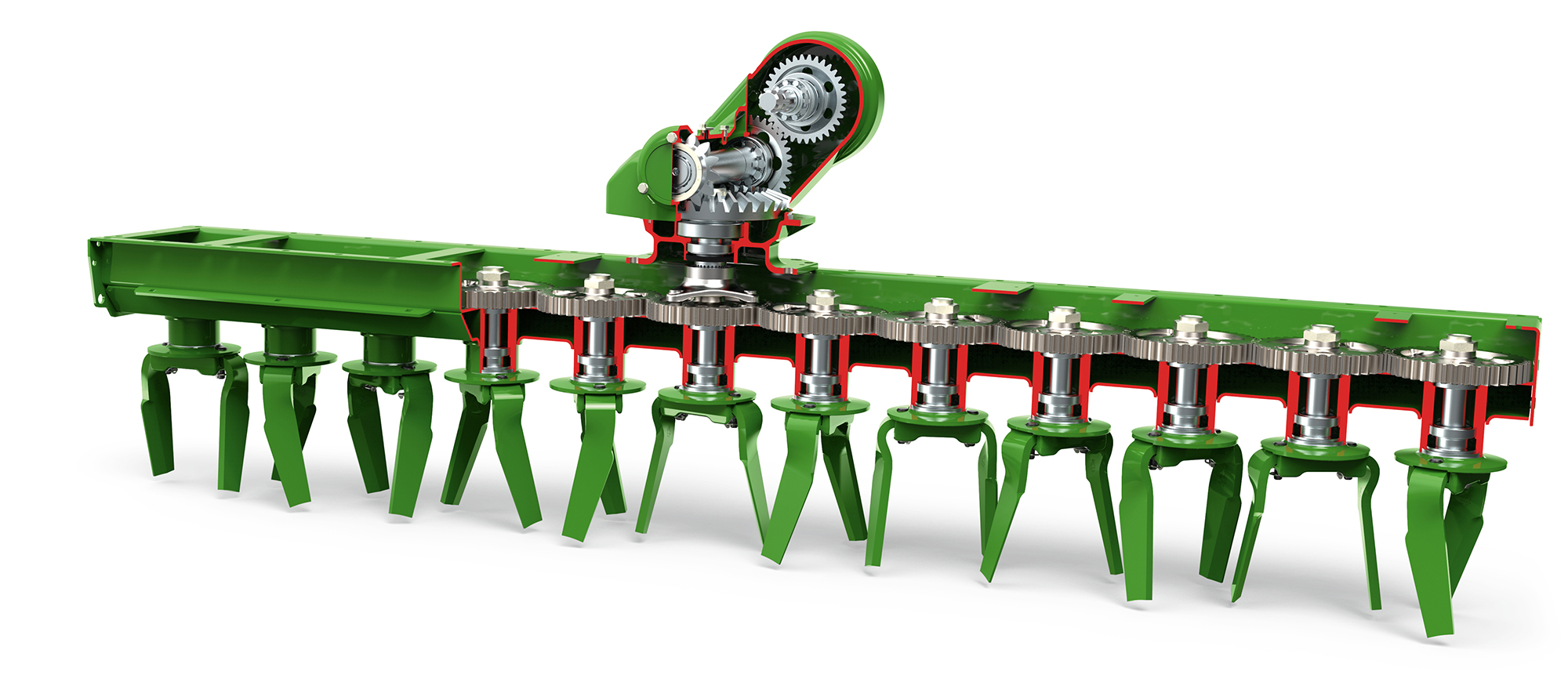 The DirectDrive gearbox dissipates the power flow directly to the spur gears of the tool carriers KE02_DirectDrive.193_d1_210621_GO